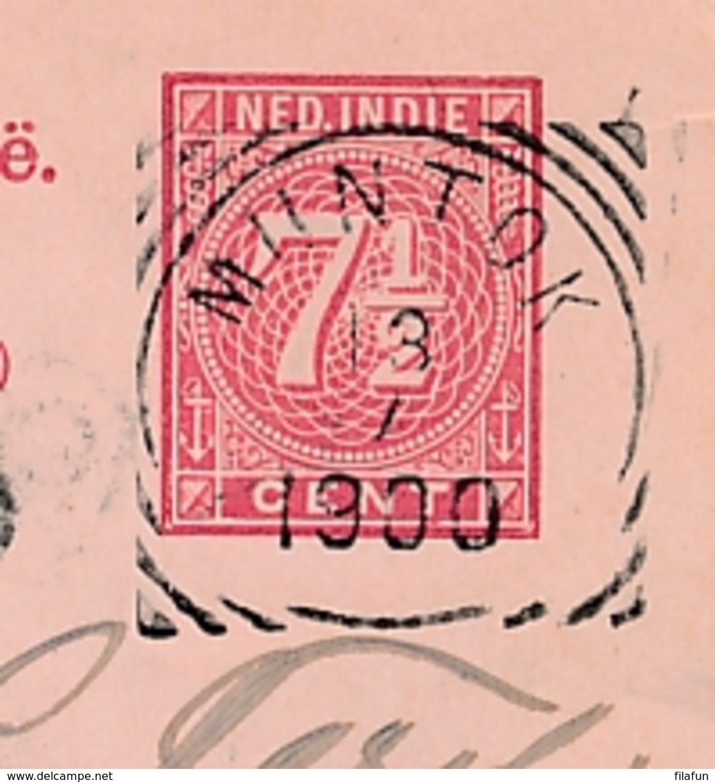 Nederlands Indië - 1900 - 7,5 Cent Cijfer, Briefkaart G12 Van VK MUNTOK Via VK NI Agent Singapore Naar Den Haag / NL - Nederlands-Indië