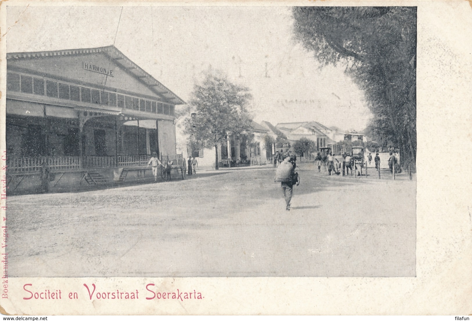 Nederlands Indië - Fotokaart Sociteit En Voorstraat Soerakarta - Uitgave Boekhandel Vogel Vd Heyde & Co - Andere & Zonder Classificatie