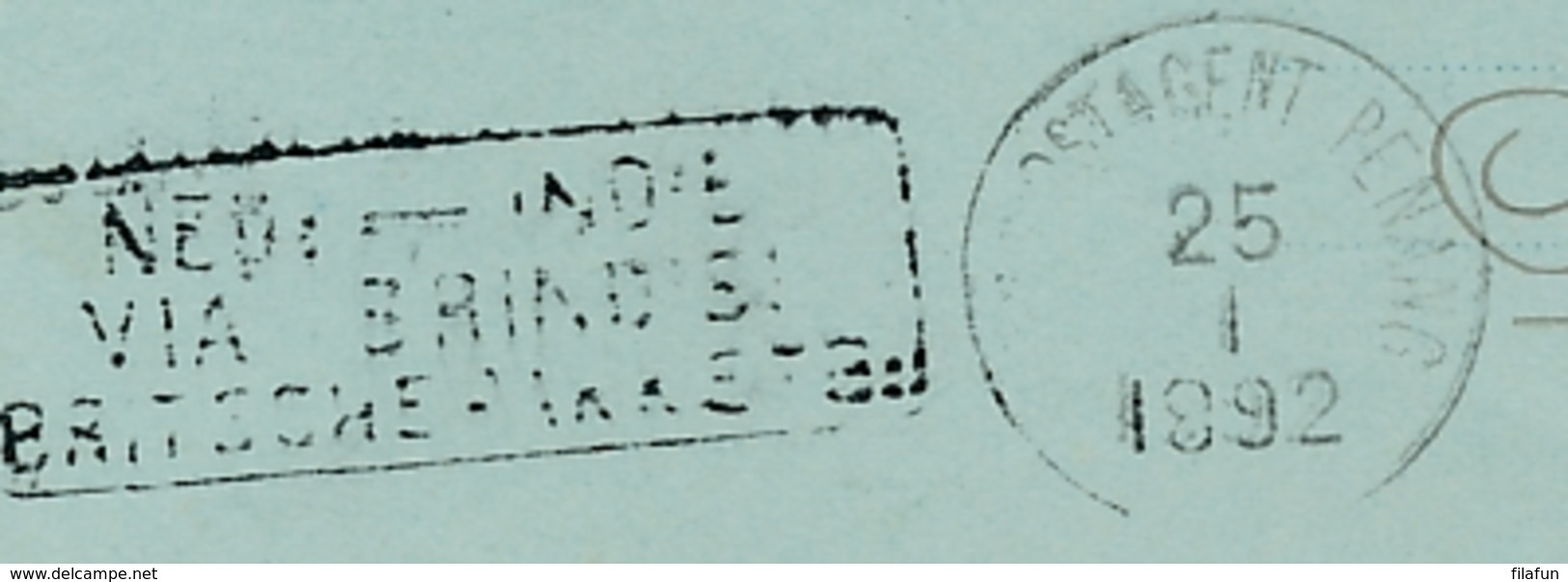 Nederlands Indië - 1892 - 2,5 Cent Cijfer T11,5:12 Op Briefkaart Van KR Medan Via Britsche Pakketb En Penang Naar Baden - India Holandeses