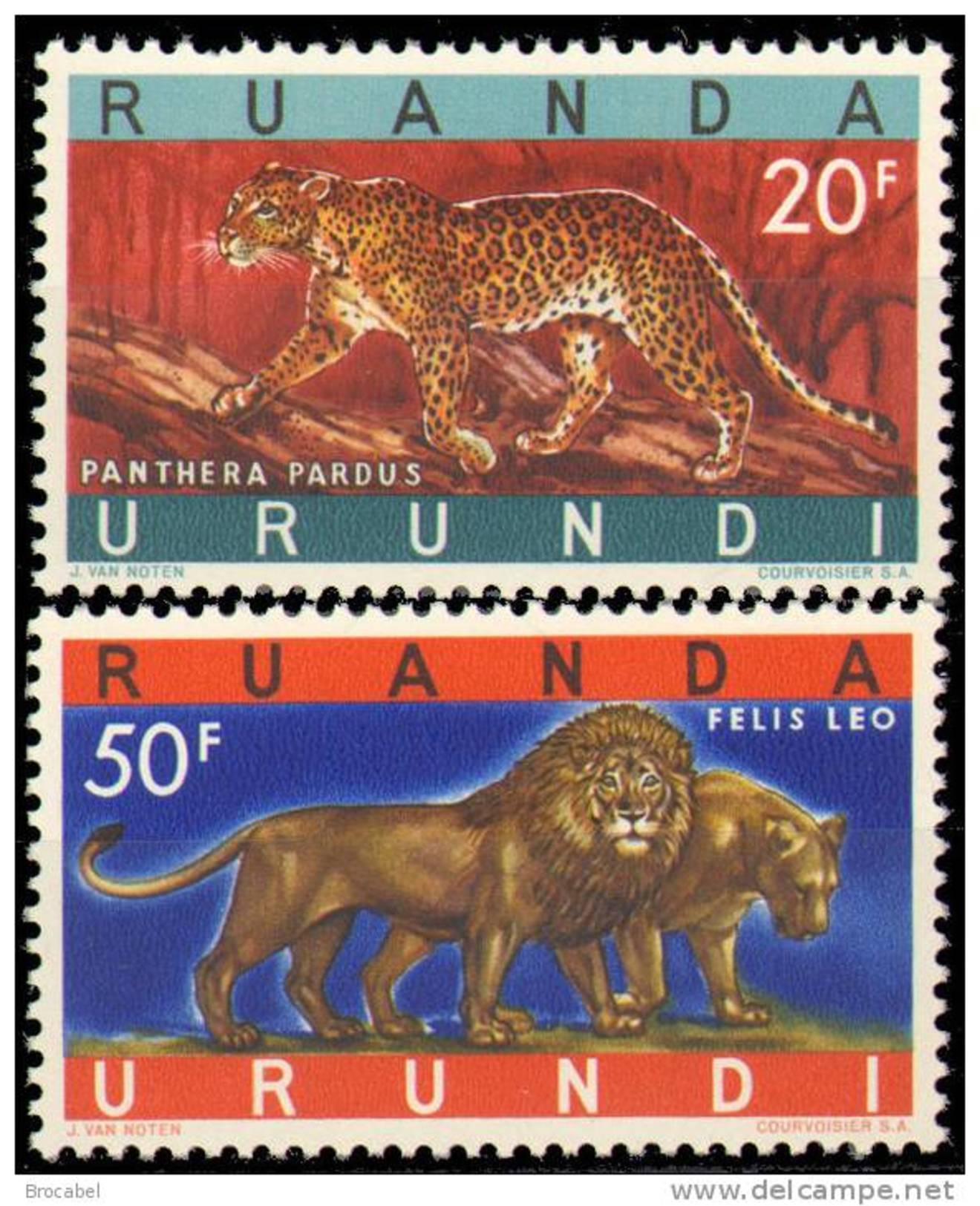 Ruanda 0216A & 216B** Panthère & Lions  - MNH- - Neufs