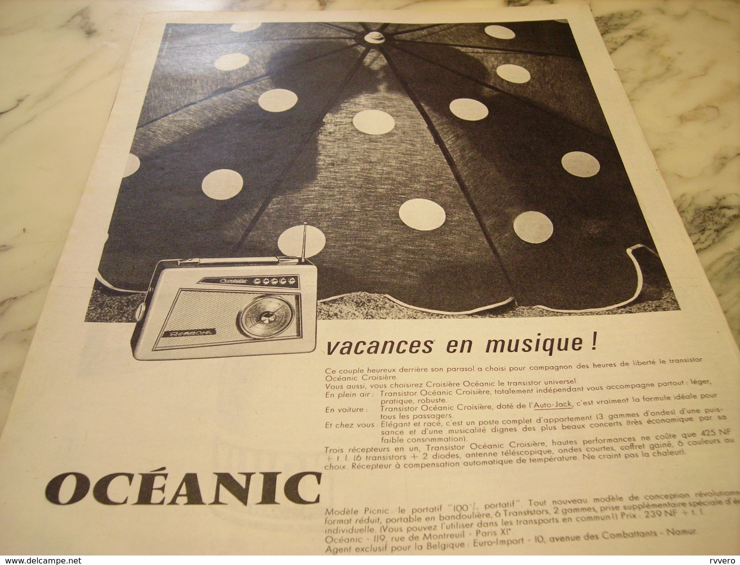 ANCIENNE  PUBLICITE VACANCE EN MUSIQUE TRANSISTOR  OCEANIC 1960 - Autres & Non Classés
