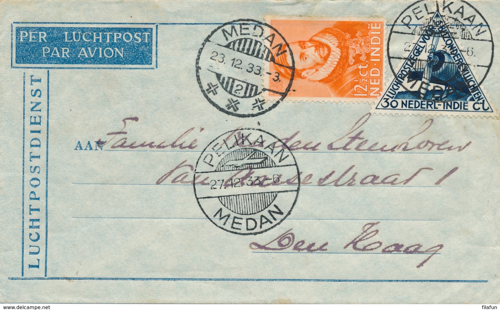 Nederlands Indië - 1933 - Pelikaanvlucht Van Medan/2 Naar Den Haag / Nederland - Nederlands-Indië
