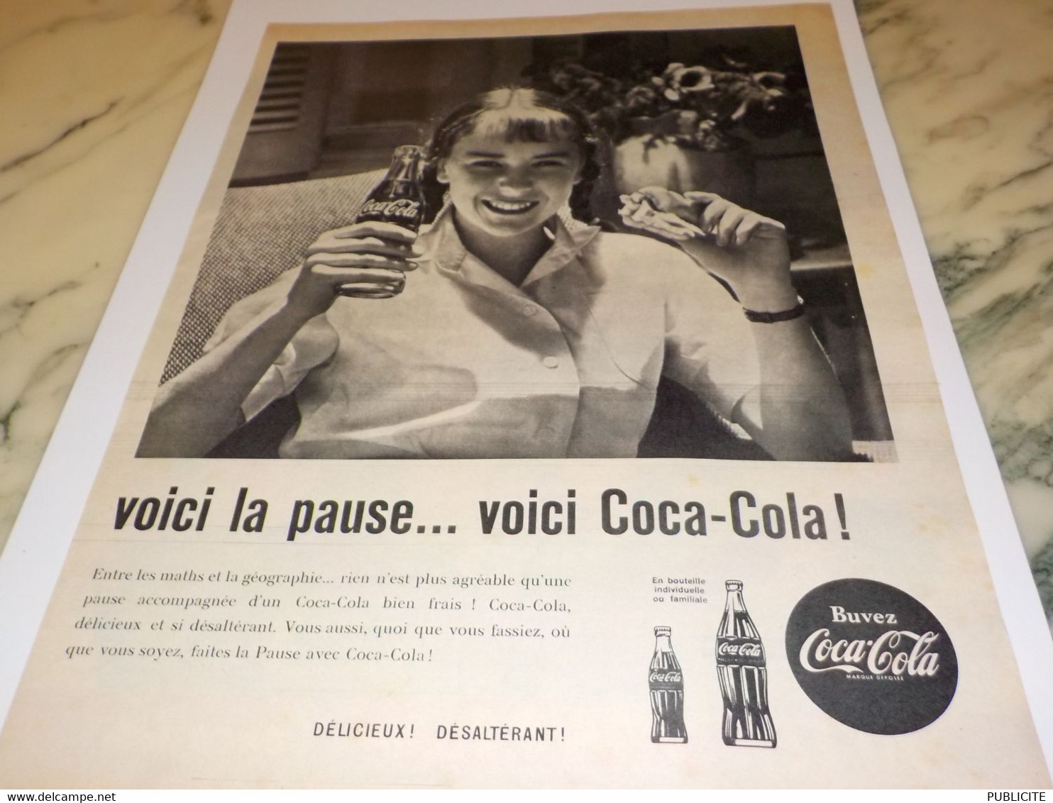 ANCIENNE PUBLICITE VOICI LA PAUSE COCA COLA 1960 - Afiches Publicitarios
