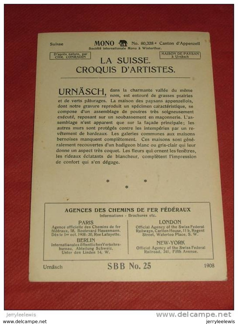 URNÄSCH - Maison De Paysan  D'après Chr. Conradin - La Suisse Croquis D'Artistes - 1908 - - Autres & Non Classés