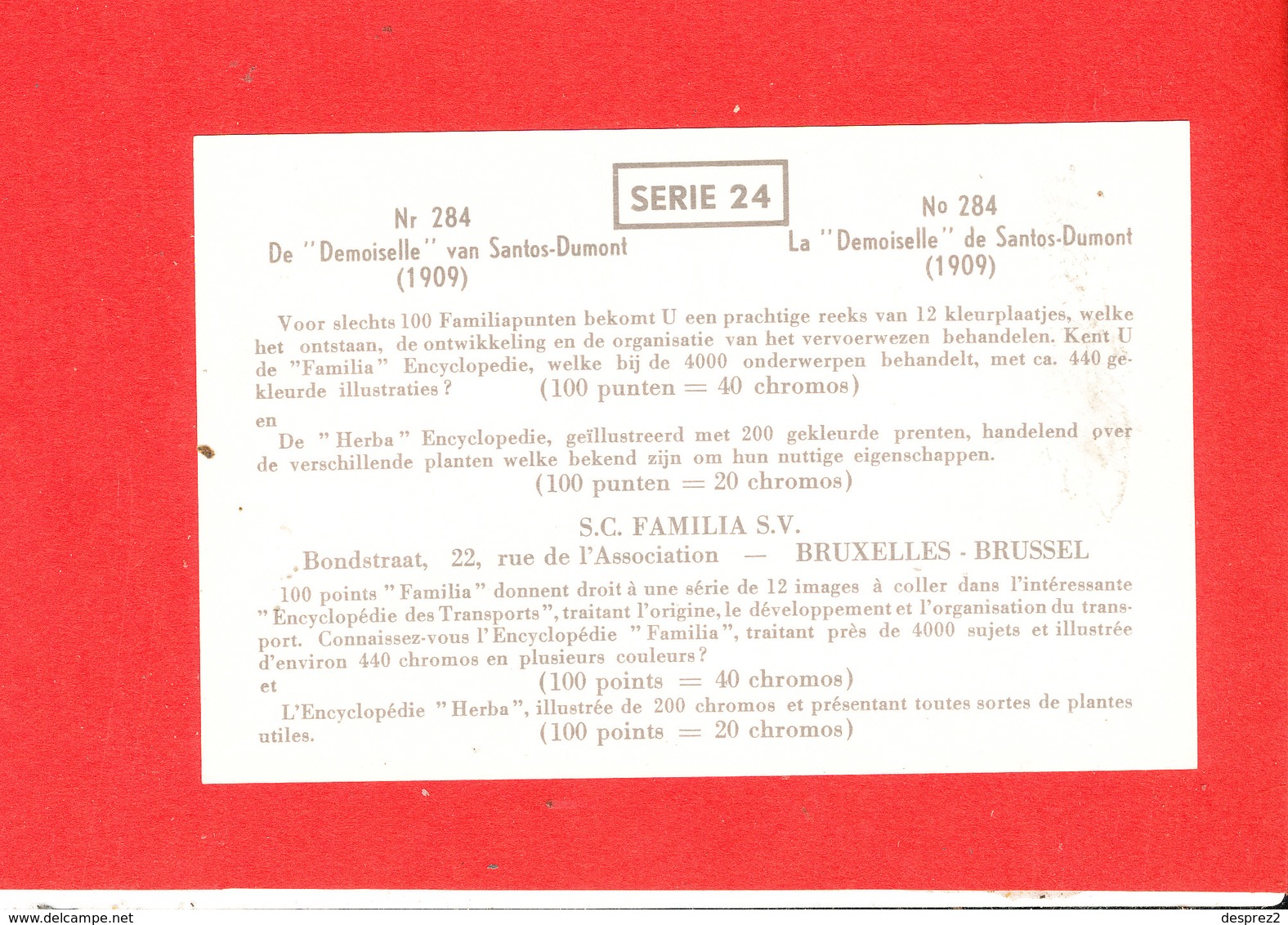 AVION F La Demoiselle De Santas Dumont    N° 284 Serie 24 - 1939-1945: 2ème Guerre