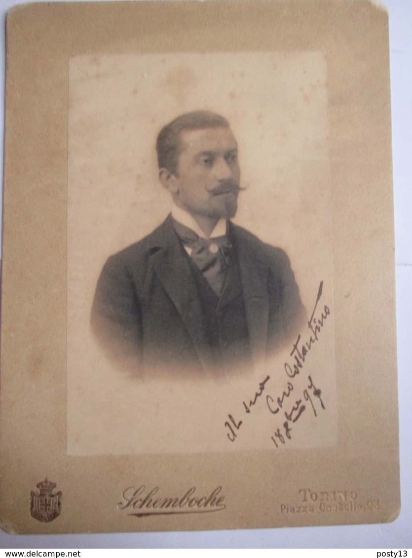TORINO - Photographie De Cabinet - Portrait D'un Bel Italien - Photo De SCHEMBOCHE - 1897 - Antiche (ante 1900)