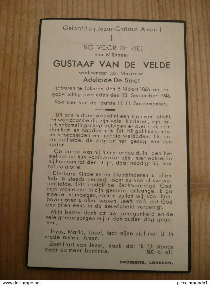 Lokeren Heiende Gustaaf Van De Velde 1866 1946 - Images Religieuses