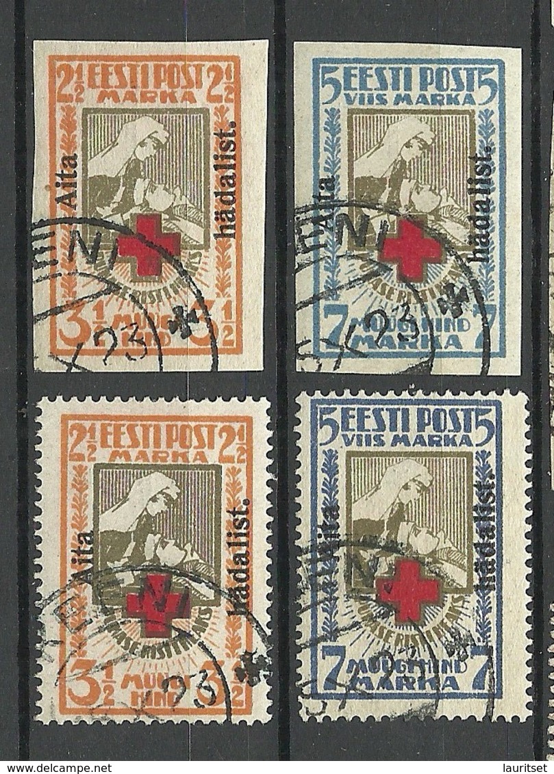 ESTLAND Estonia 1923 Michel 46 - 47 A + B FAKE Keeni Cancels. All 4 Stamps + Overprints Are Genuine! - Estonie