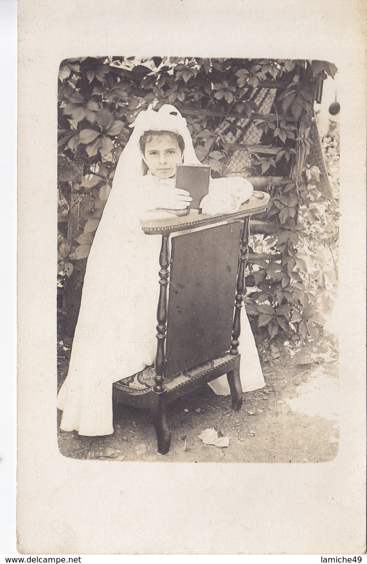 Carte Photo Enfants Fillette Fêtes Vœux Religion Communion - Comuniones