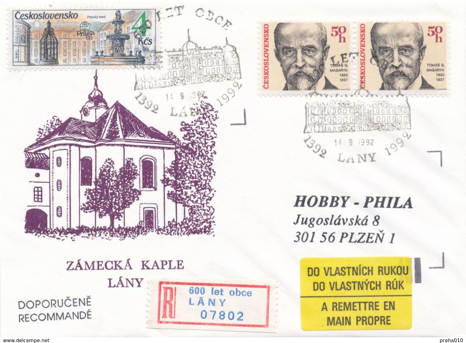 I0447 - Tschechoslowakei (1992) Lany: 600 Jahre Dorf (gelegentliches R-Label!), Schlosskapelle - Briefe U. Dokumente