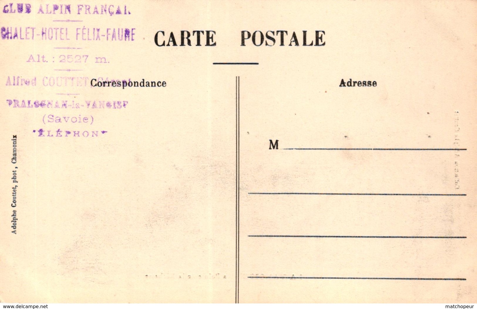 LA VANOISE - LA POINTE DE LA RECHASSE - CACHET INTERESSANT CLUB ALPIN FRANCAIS - Autres & Non Classés