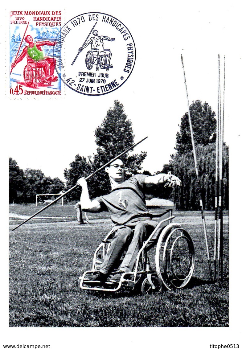 FRANCE. N°1649 Sur Carte Maximum De 1970. Jeux Mondiaux Des Handicapés. - Handisport