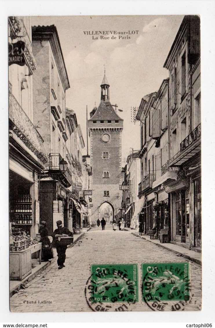 - CPA VILLENEUVE-SUR-LOT (47) - La Rue De Paris 1914 - Cliché Laffitte - - Villeneuve Sur Lot