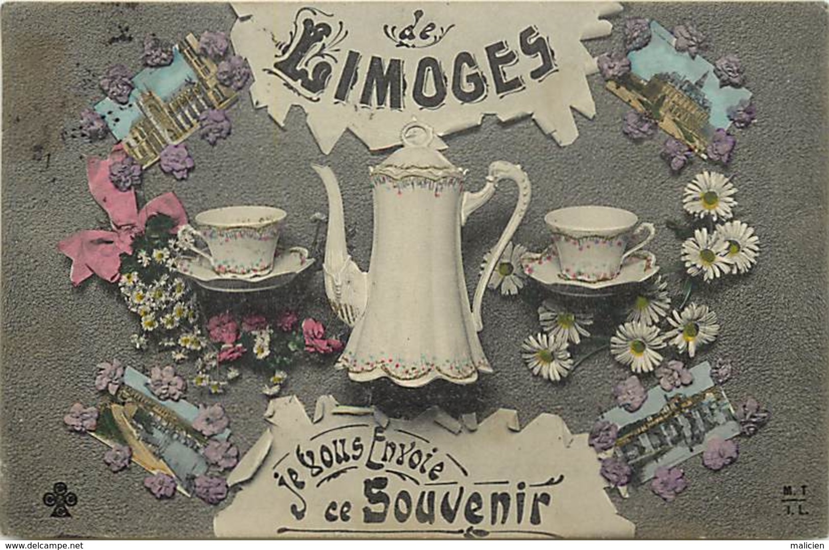 Dpts Div.-ref-AG263- Haute Vienne - Limoges - Souvenir De .. - Multi Vues - Porcelaine De Limoges - Carte Colorisee - - Limoges