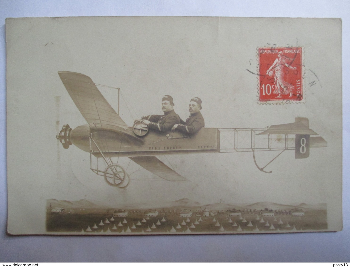 AVIATION - Carte-Photo Montage - 1912 - Avion Et Pilotes -  TBE - Aviation