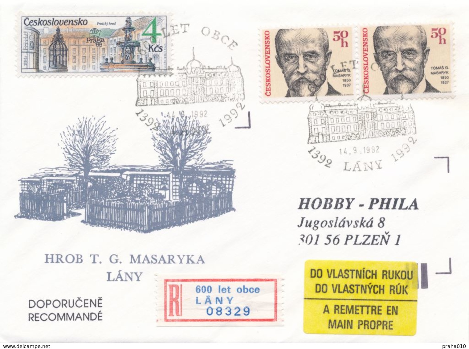 I0447-49 - Tchécoslovaquie (1992) R-lettre (3 Pièces) / Lany: 600 Ans De Village (R-label Occasionnel!) - Châteaux
