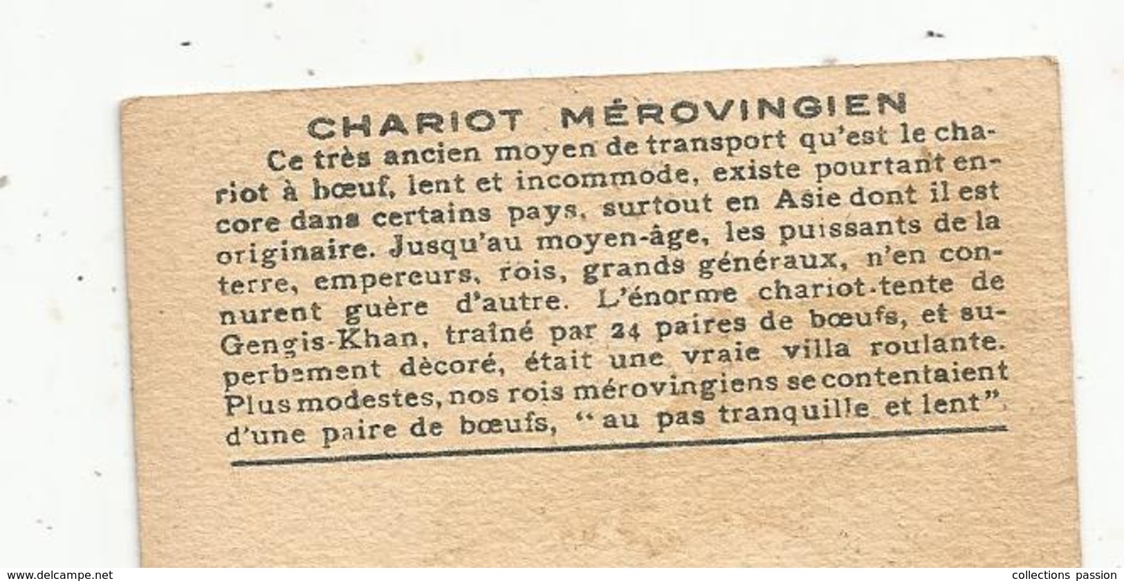 Chromo , Moyen De Transport, CHARIOT MEROVINGIEN ,attelage , 2 Scans - Autres & Non Classés