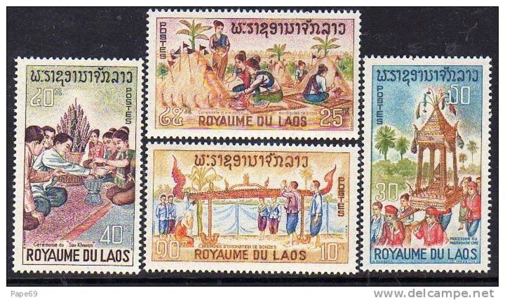 Laos N° 134 / 37  XX  Folklore La Série Des 4 Valeurs Sans Charnière, TB - Laos