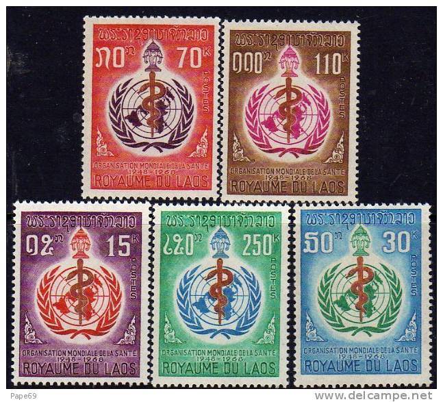 Laos N°  177 / 81  XX  20ème Anniversaire De L'Organisation Mondiale De La Santé  La Série Des 5  Valeurs   TB - Laos