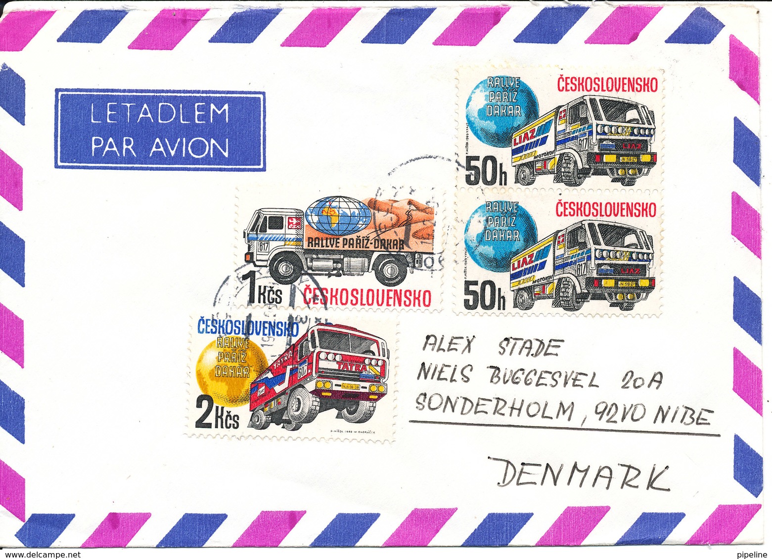 Czechoslovakia Air Mail Cover Sent To Denmark 19-2-190 Topic Stamps (TRUCKS) - Luftpost