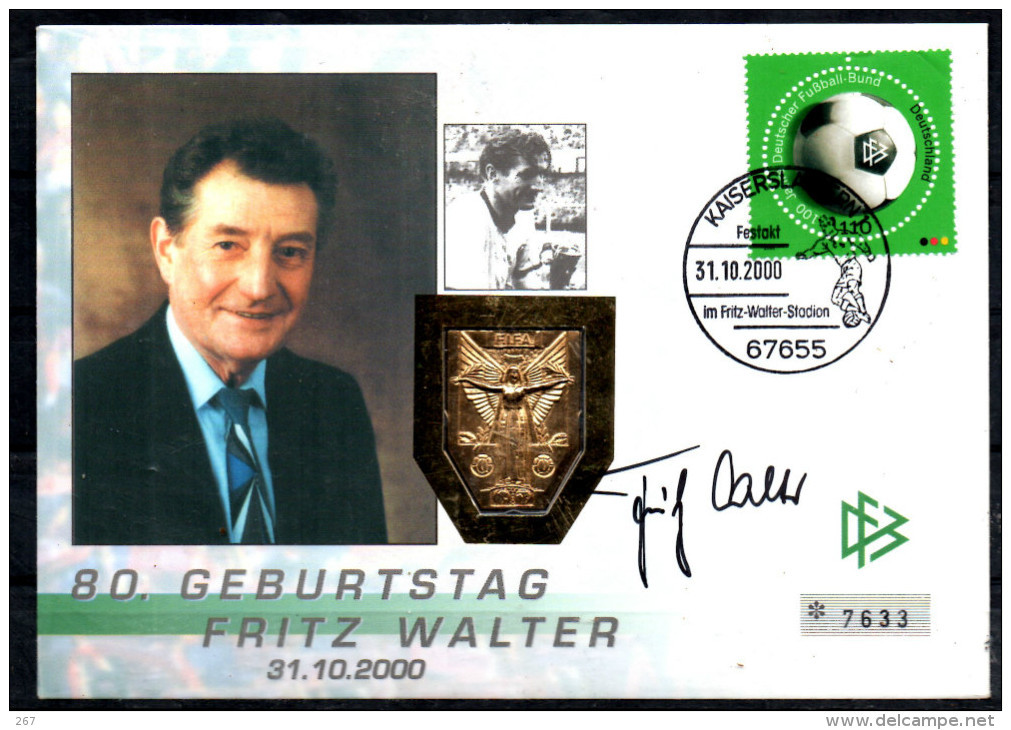 ALLEMAGNE  FDC + Medaille  2000   Football Soccer Fussball Fritz Walter - Briefe U. Dokumente