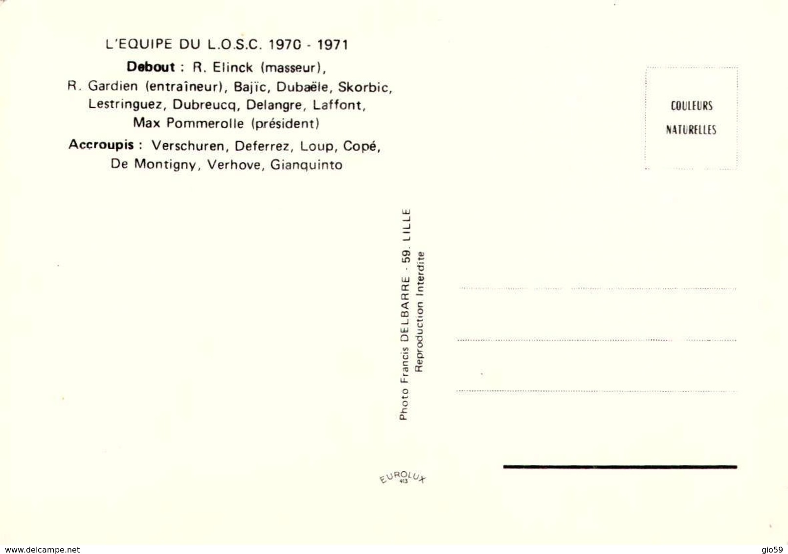 Sports > Football / LE LOSC  1970/1971 /  LOT  689 - Calcio