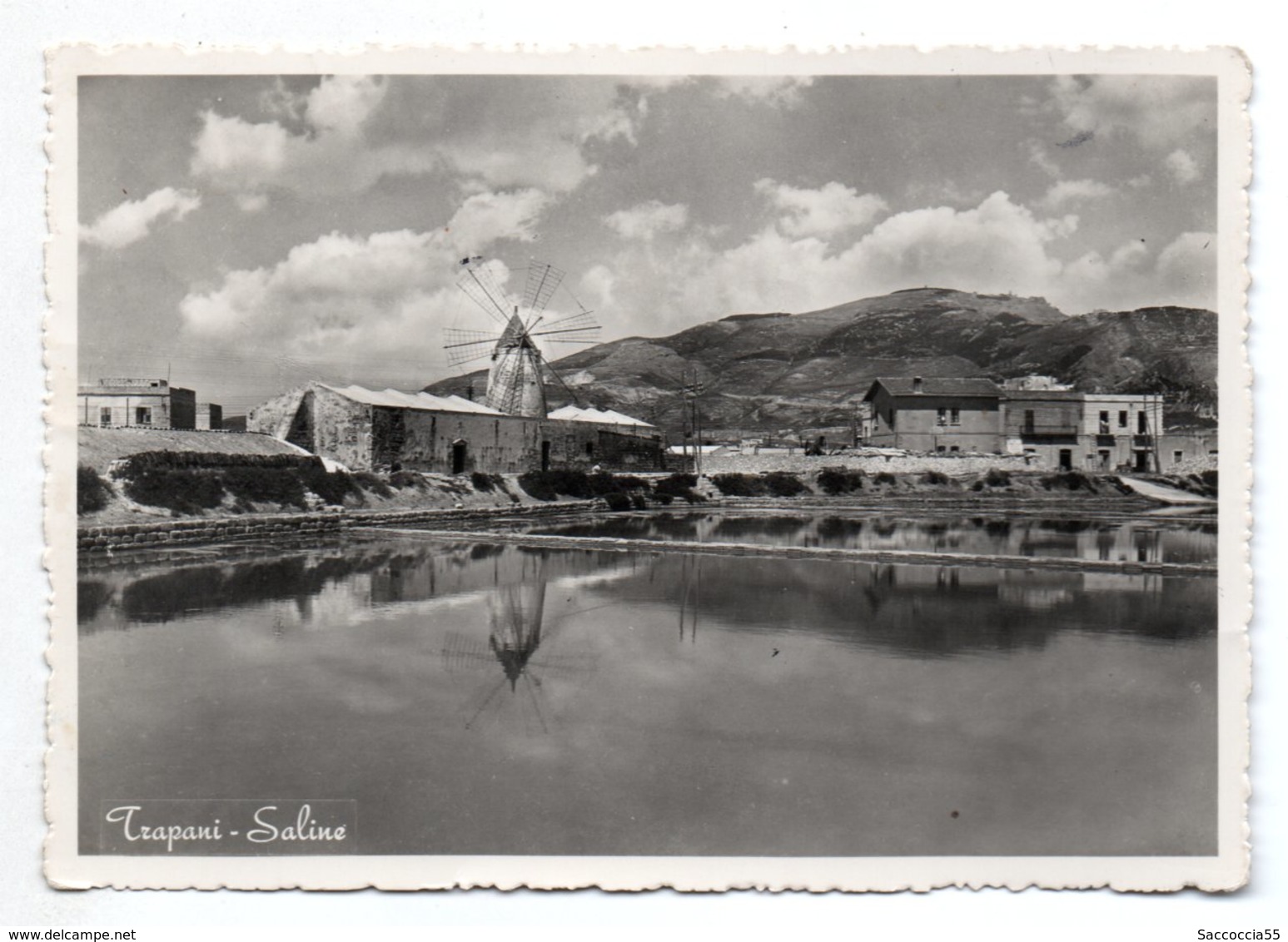 TRAPANI MULINO A VENTO E SALINE SPEDITA IL 21 GIUGNO 1955 RARISSIMA NITIDA - Trapani