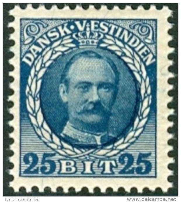 Deens West Indië 1907-08 25bit Frederik VIII Blauw PF-MNH - Denmark (West Indies)