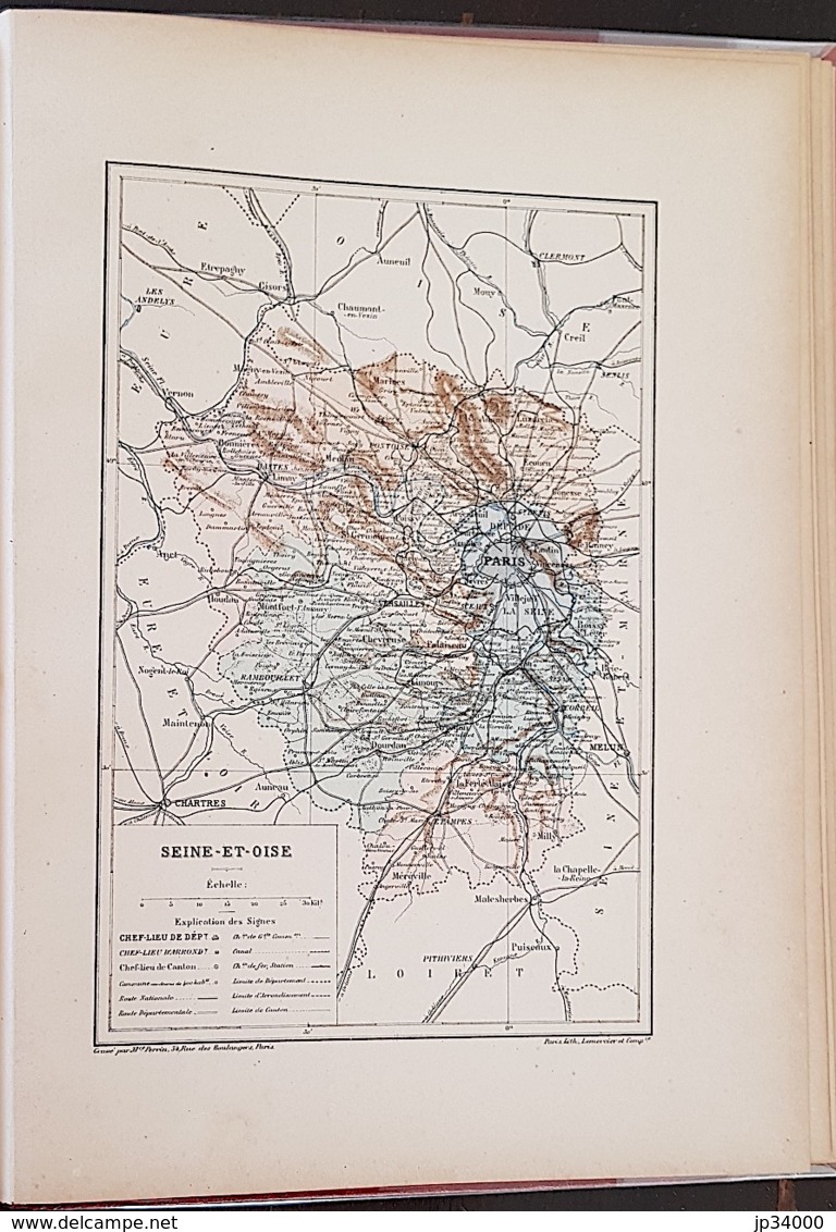 CARTE GEOGRAPHIQUE ANCIENNE: FRANCE: SEINE ET OISE (77) (garantie Authentique. Epoque 19 ème Siècle) - Cartes Géographiques