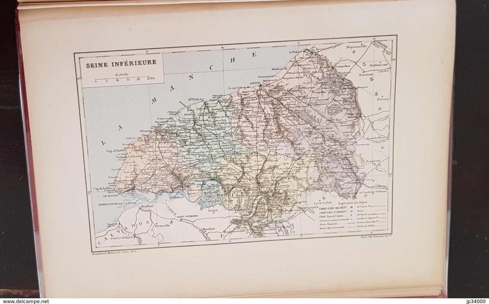 CARTE GEOGRAPHIQUE ANCIENNE: FRANCE: SEINE INFERIEURE(76) (garantie Authentique. Epoque 19 ème Siècle) - Cartes Géographiques