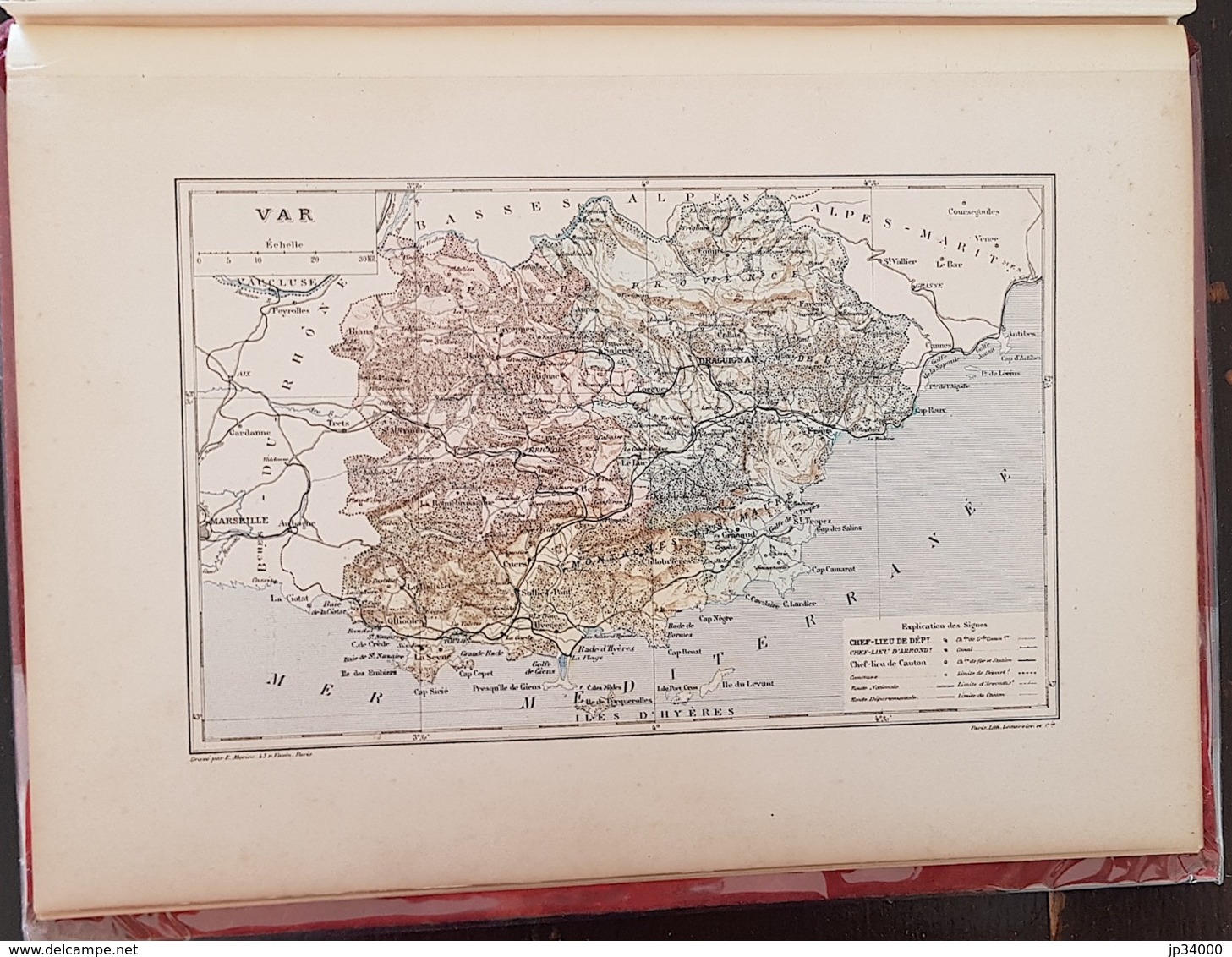 CARTE GEOGRAPHIQUE ANCIENNE: FRANCE: VAR (83) (garantie Authentique. Epoque 19 ème Siècle) - Cartes Géographiques