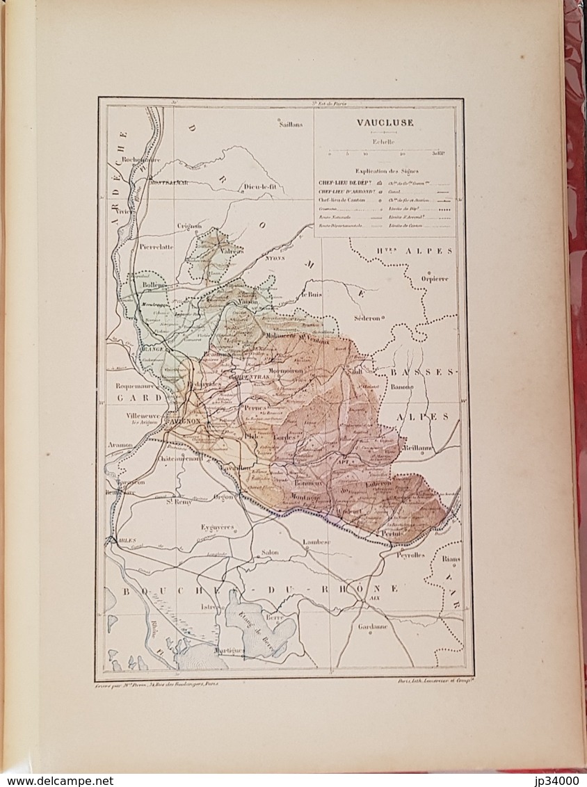 CARTE GEOGRAPHIQUE ANCIENNE: FRANCE: VAUCLUSE (84) (garantie Authentique. Epoque 19 ème Siècle) - Mapas Geográficas