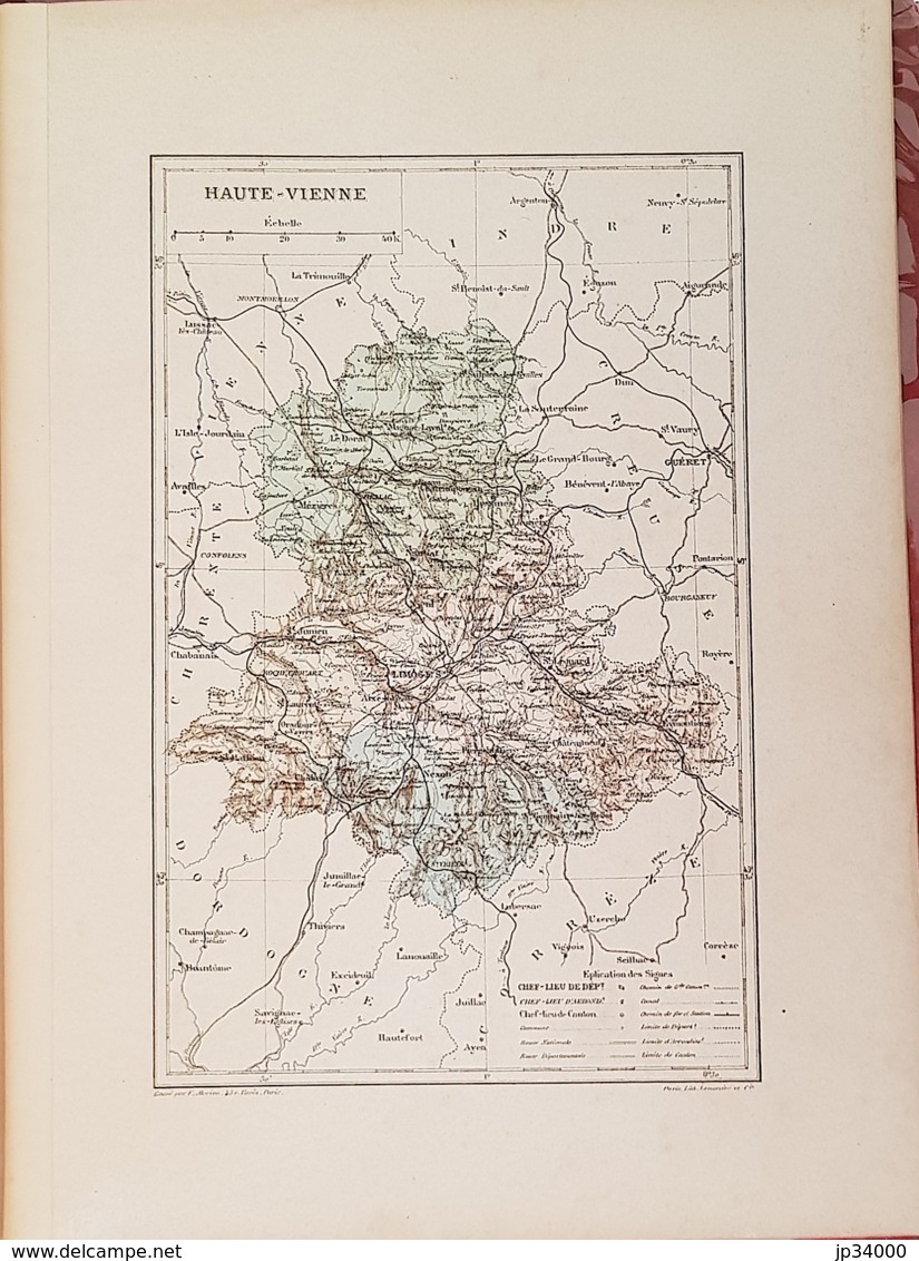 CARTE GEOGRAPHIQUE ANCIENNE: FRANCE: HAUTE VIENNE (87) (garantie Authentique. Epoque 19 ème Siècle) - Cartes Géographiques