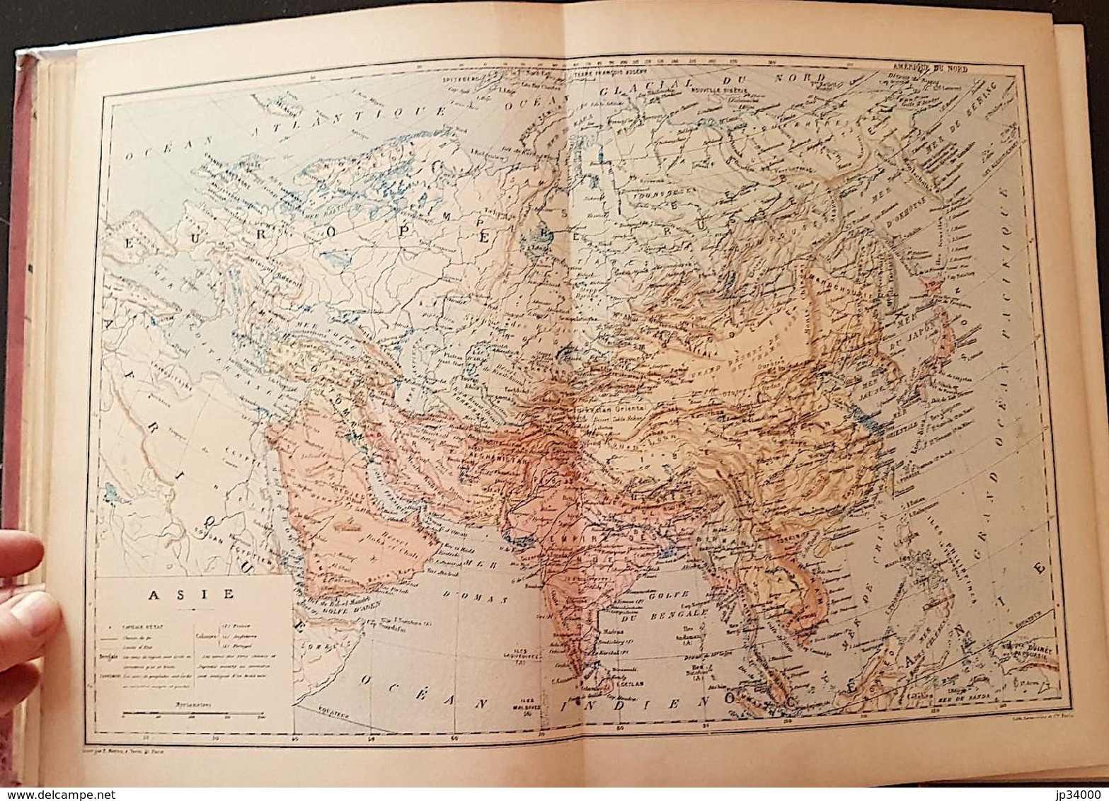 CARTE GEOGRAPHIQUE ANCIENNE: AMERIQUE DU SUD, ASIE (garantie Authentique. Epoque 19 ème Siècle) - Cartes Géographiques