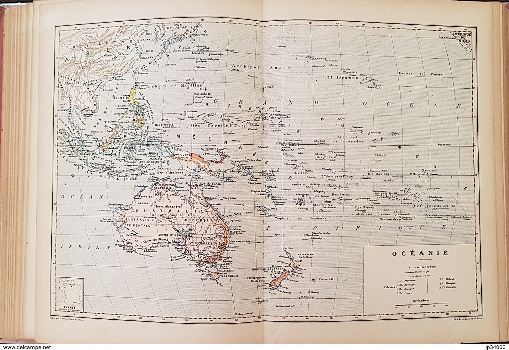 CARTE GEOGRAPHIQUE ANCIENNE: OCEANIE (garantie Authentique. Epoque 19 ème Siècle) - Cartes Géographiques