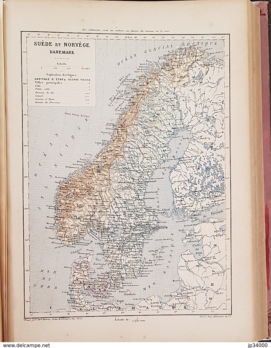 CARTE GEOGRAPHIQUE ANCIENNE: SUEDE ET NORVEGE DANEMARK (garantie Authentique. Epoque 19 ème Siècle) - Cartes Géographiques