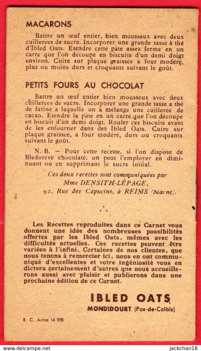 -- LIVRET PUBLICITAIRE 16 PAGES - IBLED OATS Flocons D'avoine - MONDICOURT (Pas De Calais) - Publicités