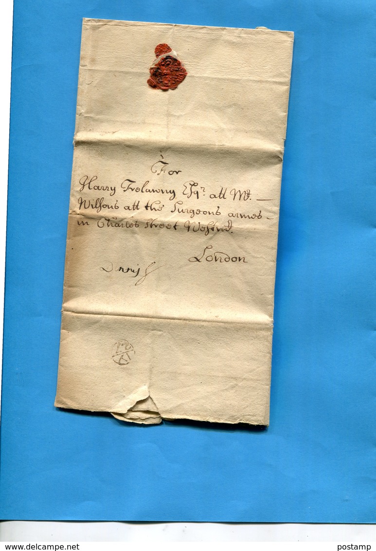 Grande Bretagne-OLD LETTER -1711- Cachet De Cire Au Dos +cachet IY 27-document Entier - Marcophilie