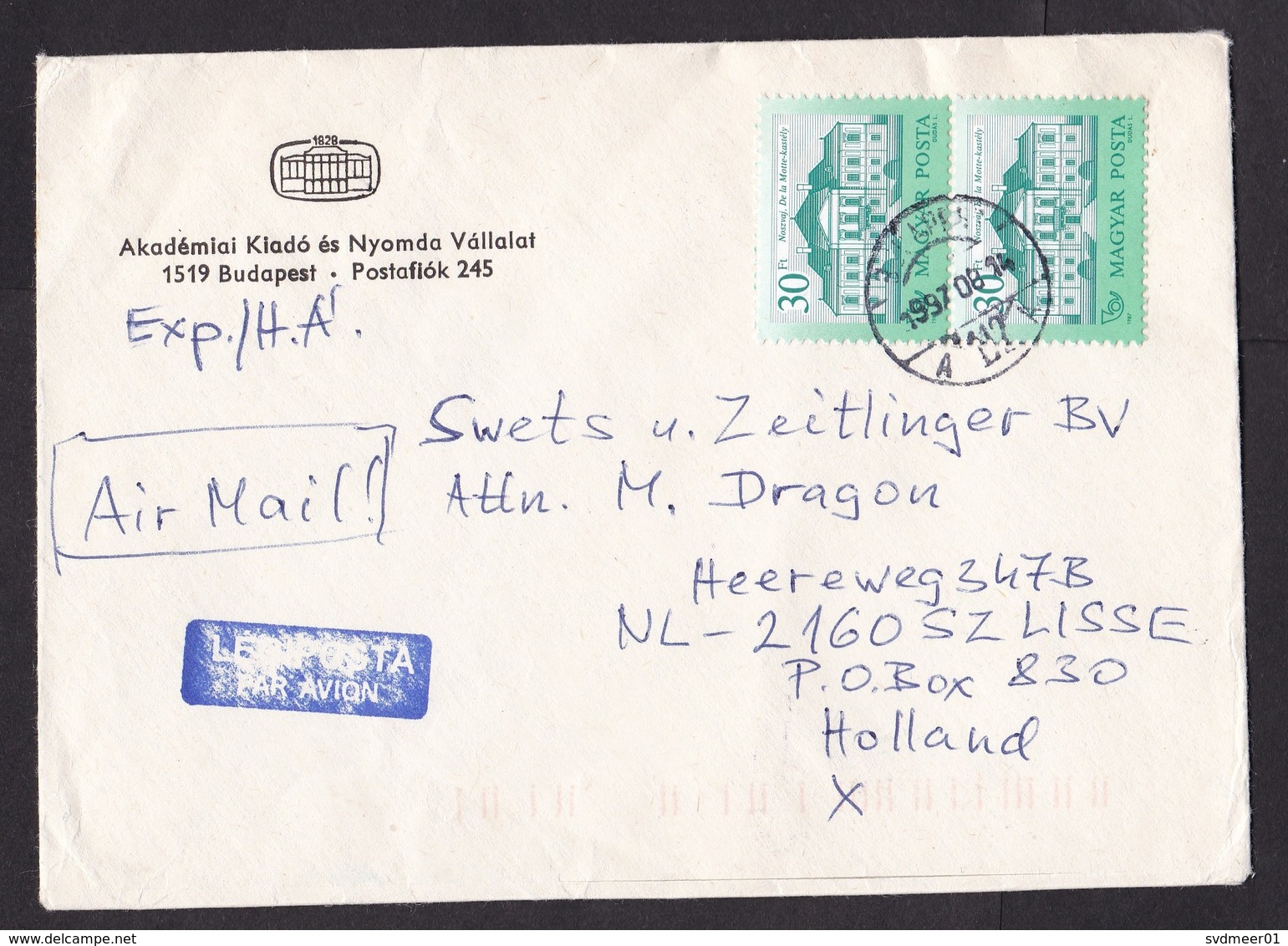 Hungary: Airmail Cover To Netherlands, 1997, 4 Stamps, Heraldry, Lion, Castle (minor Damage) - Brieven En Documenten