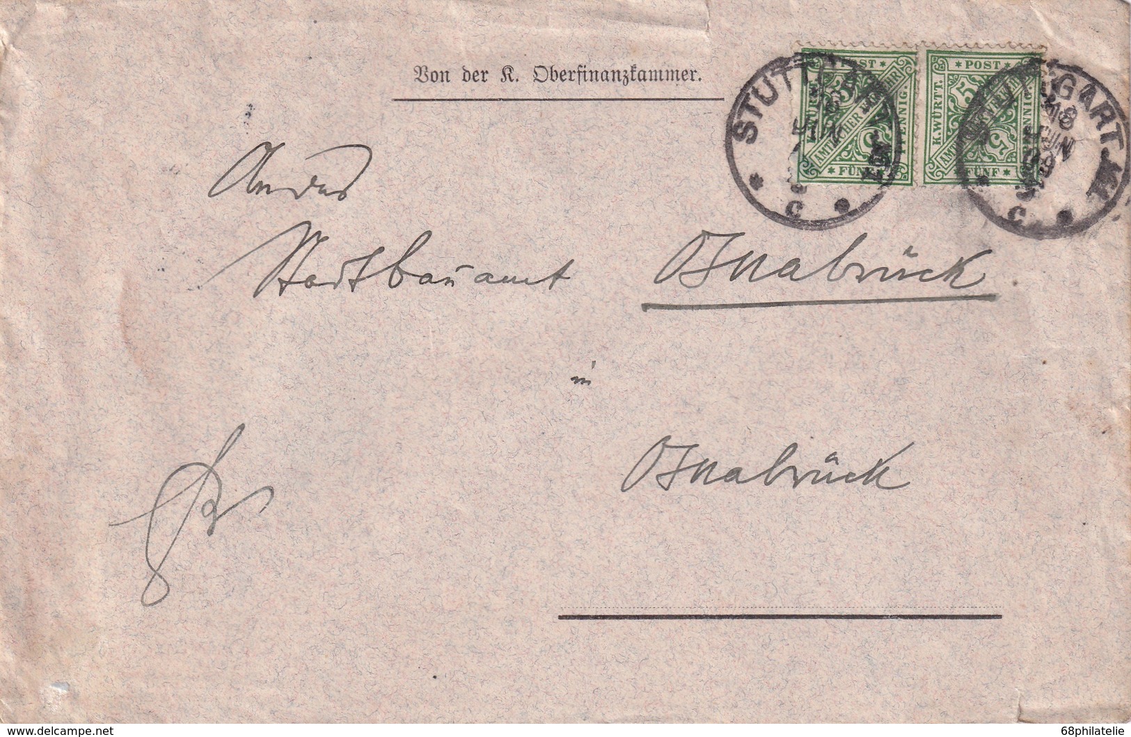 ALLEMAGNE 1908 LETTRE DE STUTTGART POUR OSNABRÜCK - Lettres & Documents