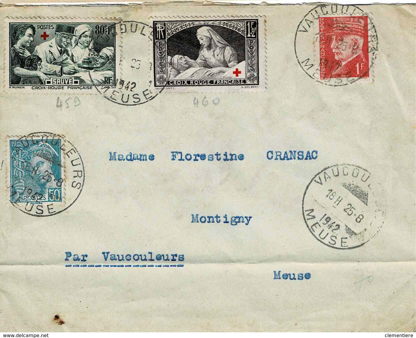 TP N° 459 Et 460 Avec Compléments Sur Enveloppe De Vaucouleurs Pour Montigny - Otros & Sin Clasificación