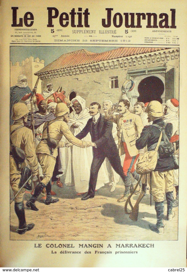 LE PETIT JOURNAL-1912-1140-MAROC Colonel MANGIN à MARAKECH-CATASTROPHE De La CLARENCE - Le Petit Journal