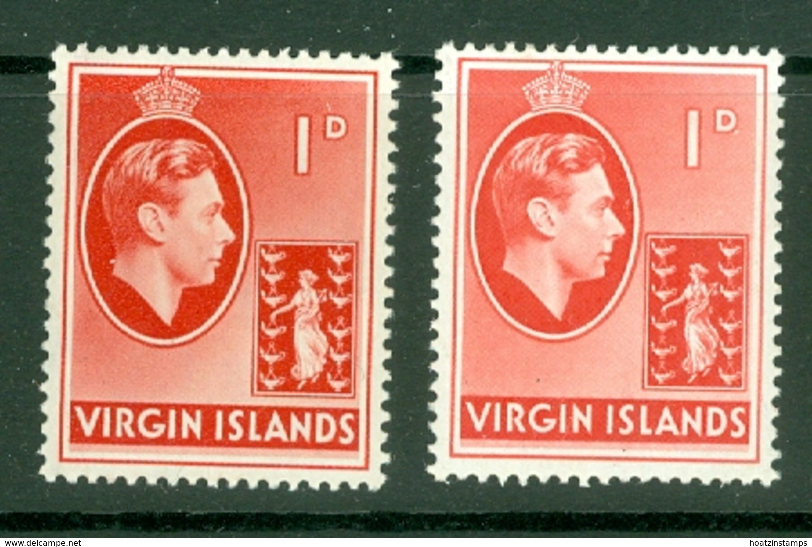 British Virgin Is: 1938/47   KGVI   SG111 / 111a   1d  [Chalk And Ordinary]  MH - British Virgin Islands