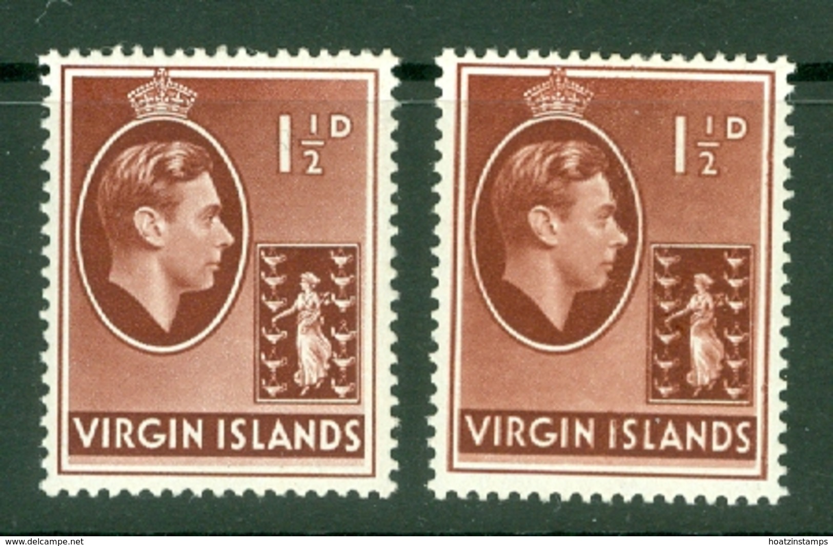 British Virgin Is: 1938/47   KGVI   SG112 / 112a   1½d  [Chalk And Ordinary]  MH - British Virgin Islands