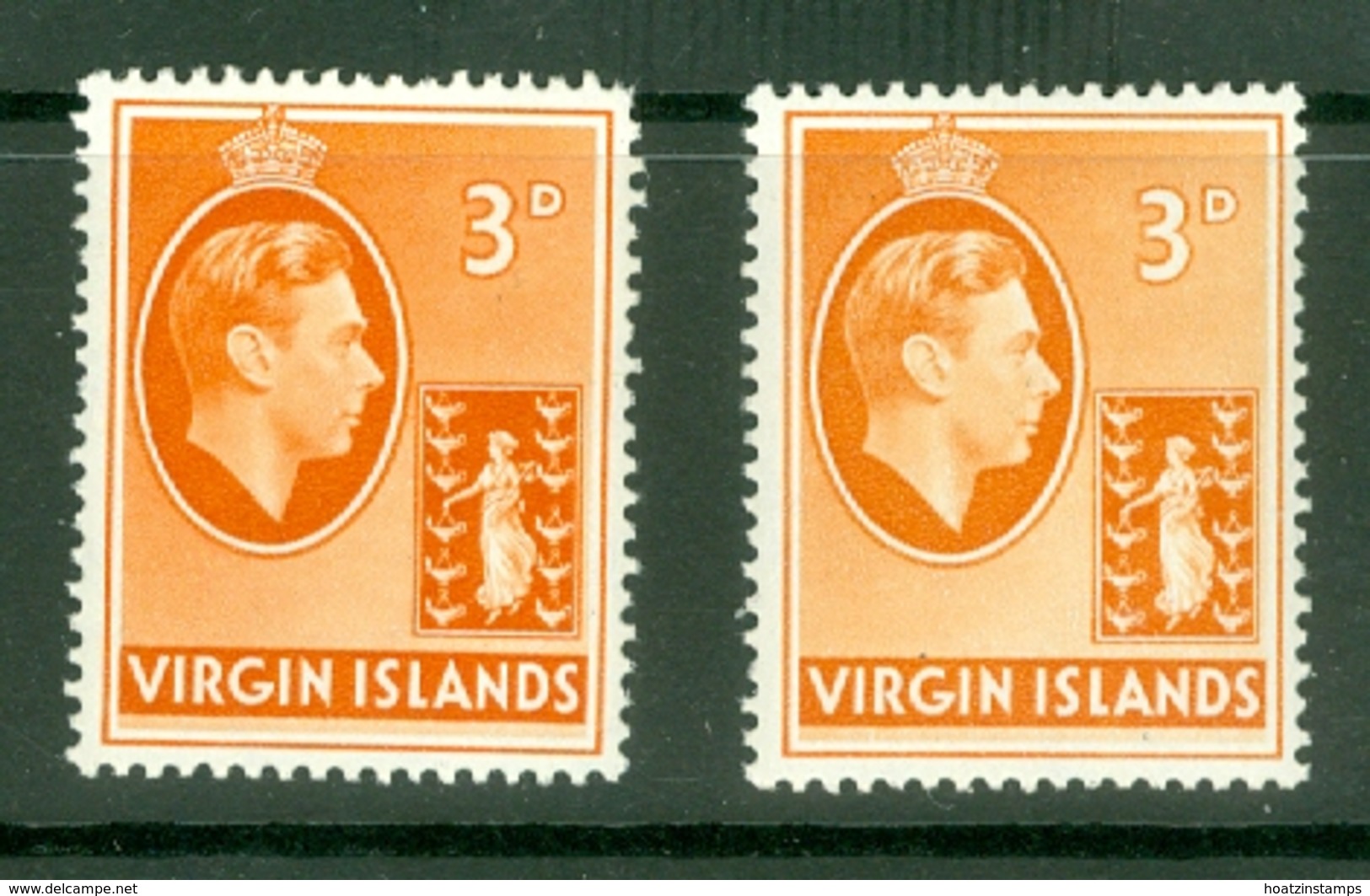 British Virgin Is: 1938/47   KGVI   SG115 / 115a   3d  [Chalk And Ordinary]  MH - British Virgin Islands