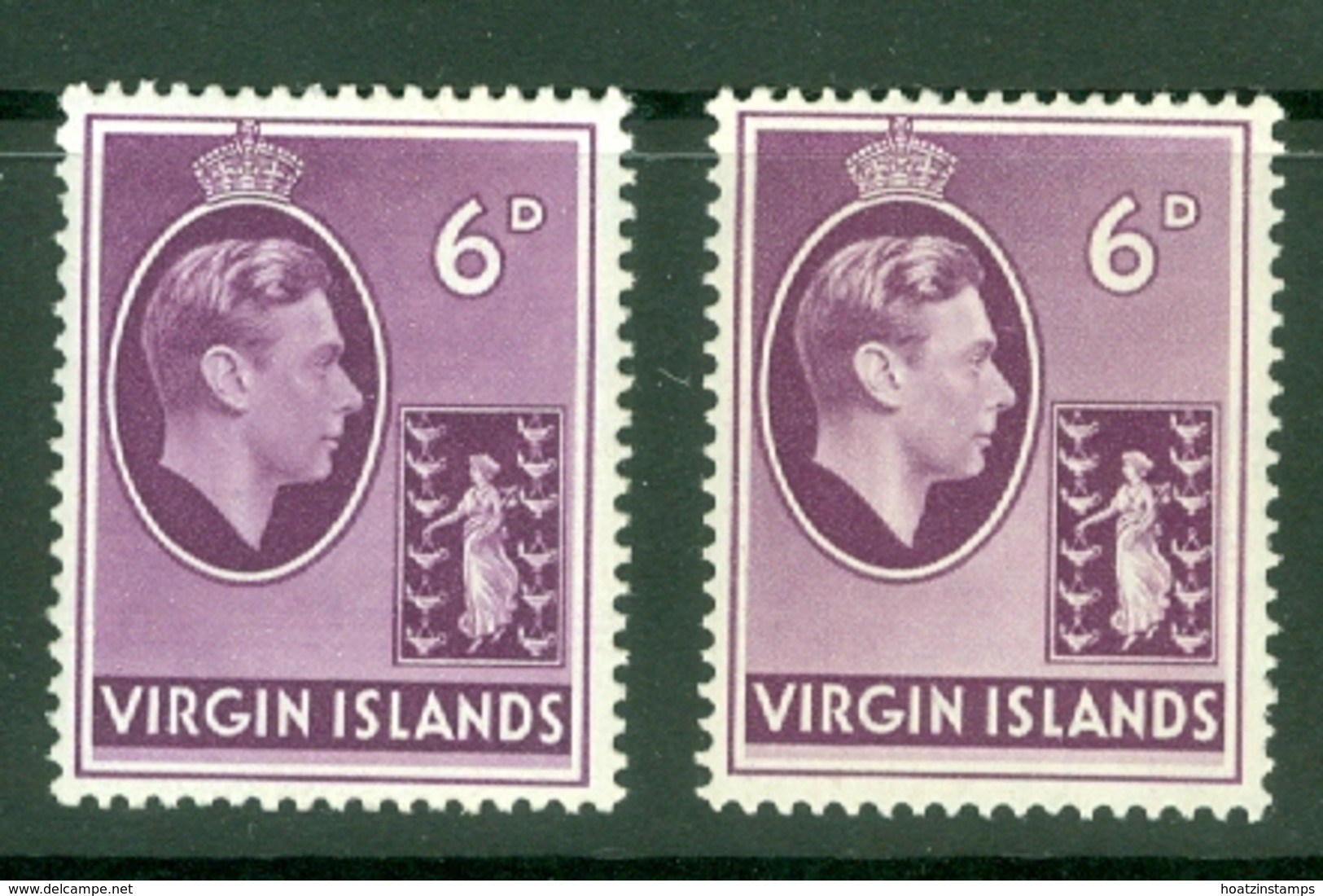 British Virgin Is: 1938/47   KGVI   SG116 / 116a   6d  [Chalk And Ordinary]  MH - British Virgin Islands