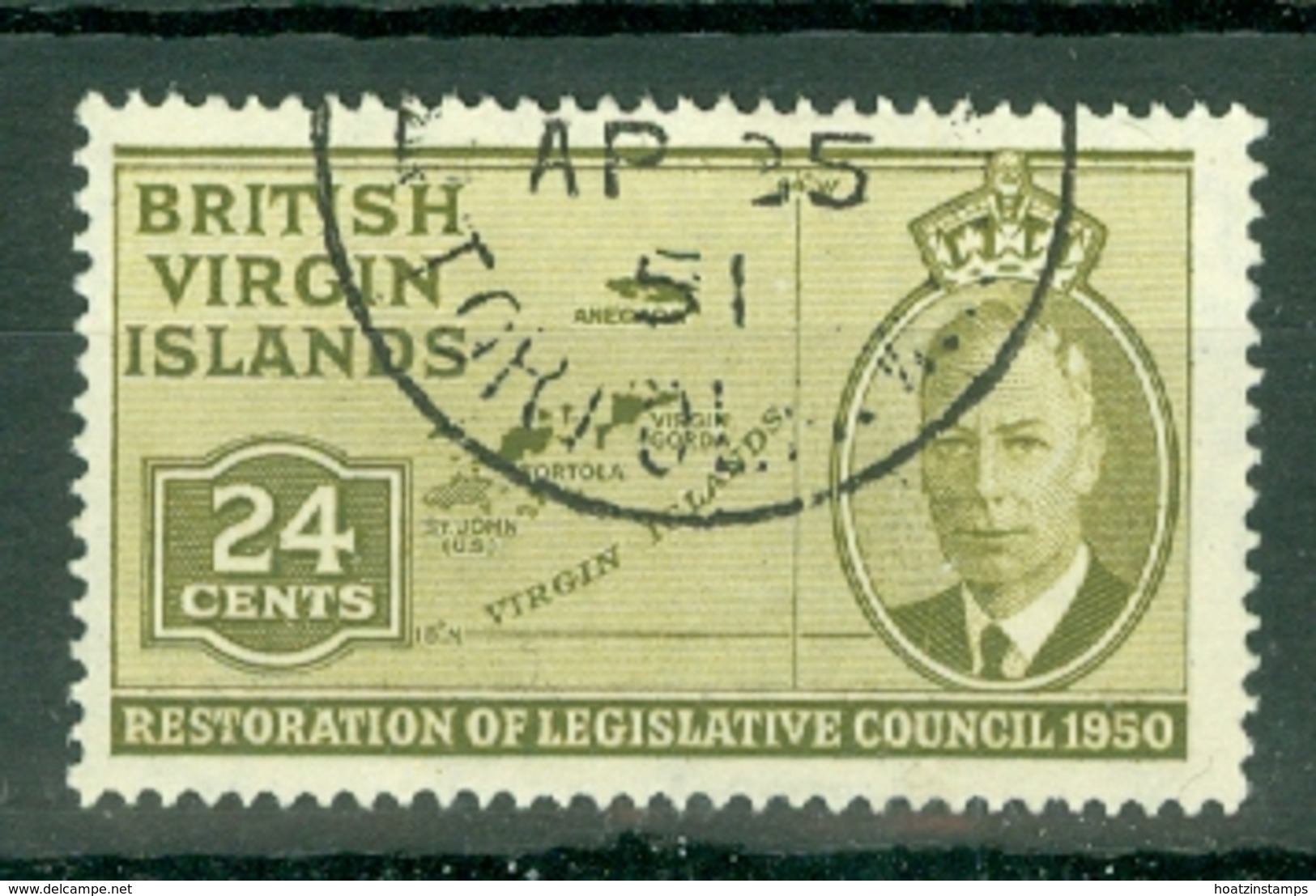 British Virgin Is: 1951   Restoration Of Legislative Council  SG134   24c   Used - British Virgin Islands