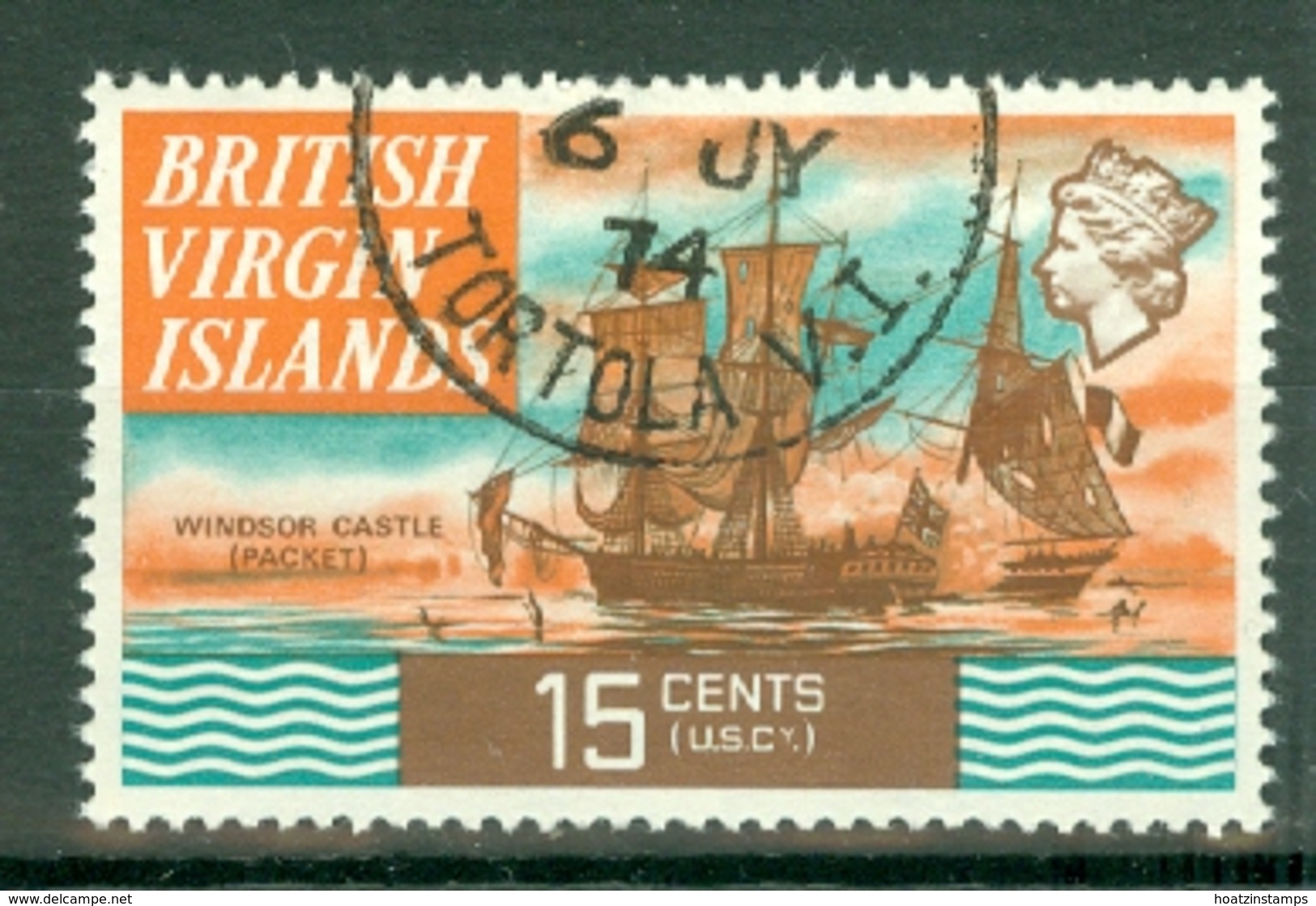 British Virgin Is: 1970/74   QE II - Ships  SG250   15c   Used - British Virgin Islands