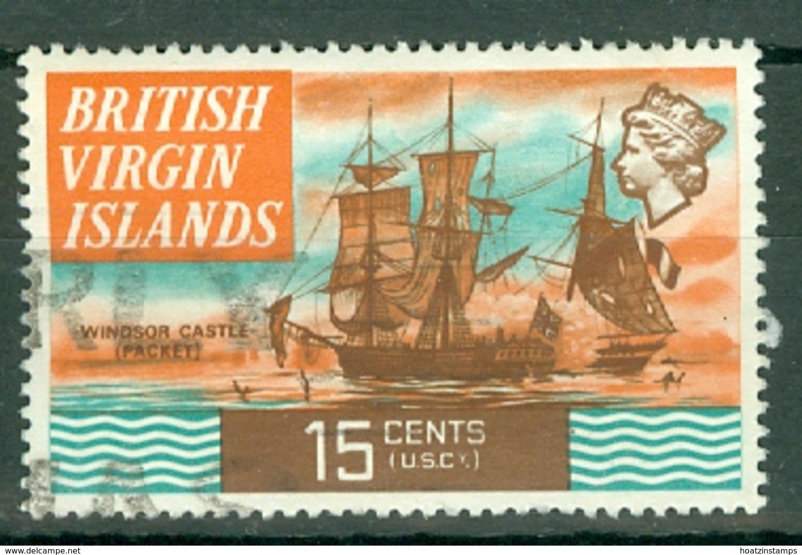 British Virgin Is: 1970/74   QE II - Ships  SG250   15c   Used - British Virgin Islands