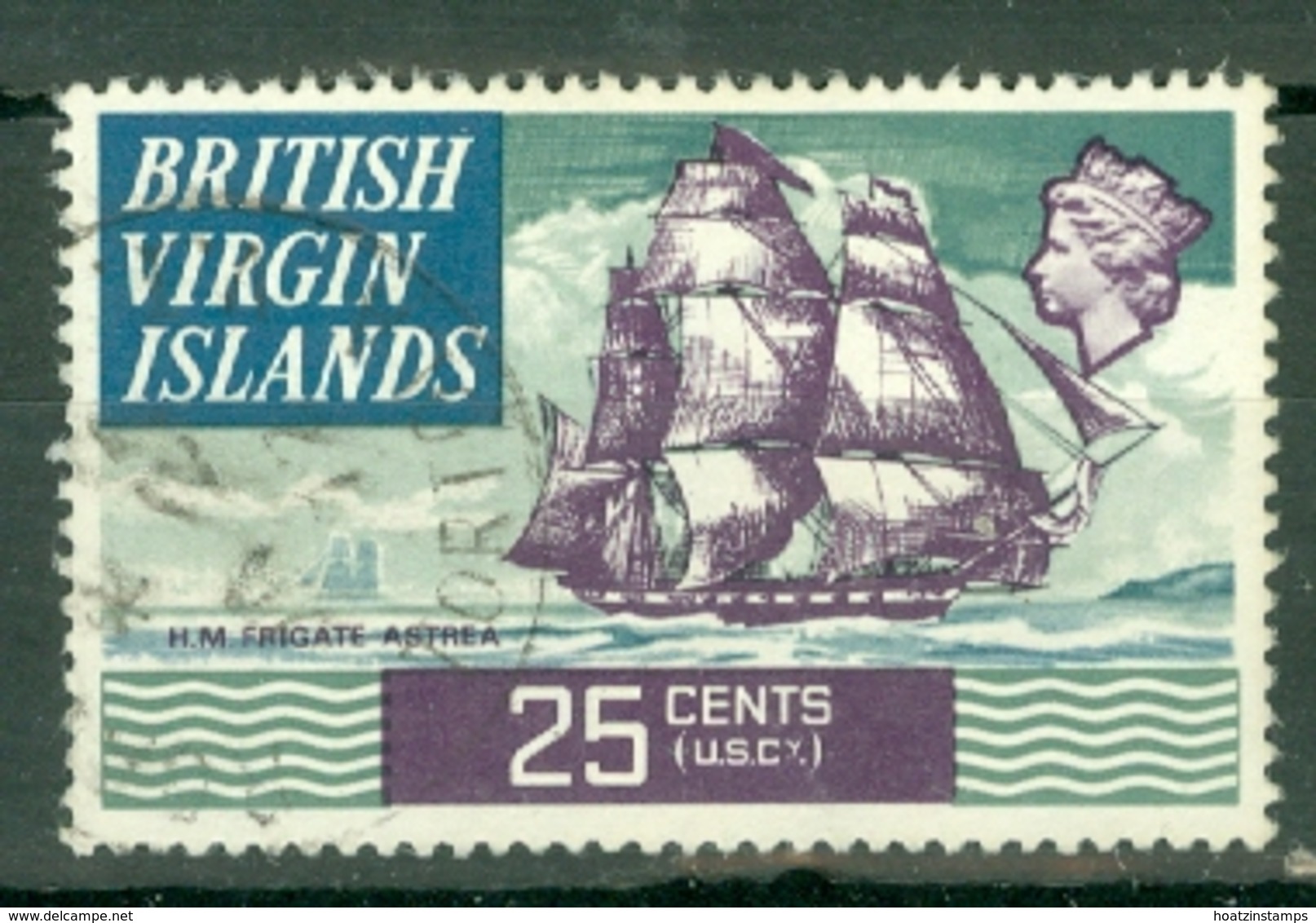 British Virgin Is: 1970/74   QE II - Ships  SG251   25c   Used - British Virgin Islands